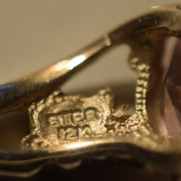 Vintage Sterling 12k. Black Hills Gold Pink CZ Necklace and Ring. Size 7 - Picture 7 of 14